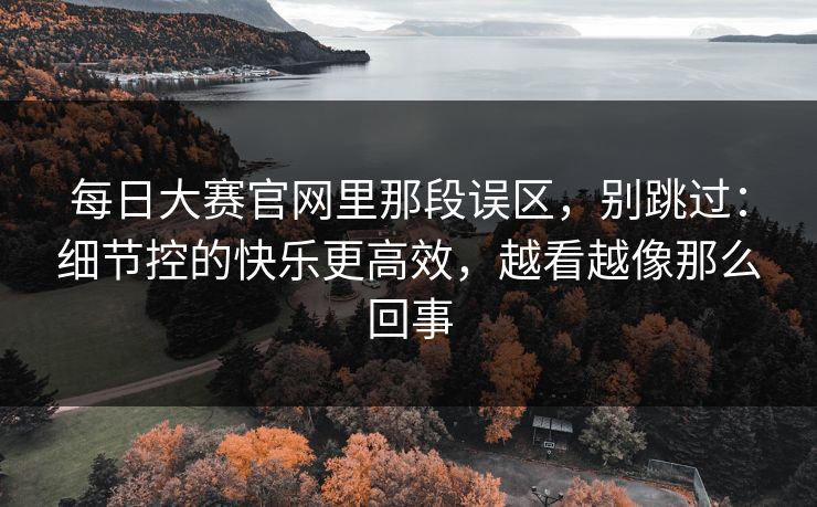 每日大赛官网里那段误区,别跳过:细节控的快乐更高效,越看越像那么回事
